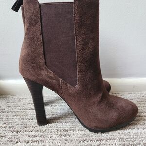 Brown Suade Heeled Booties